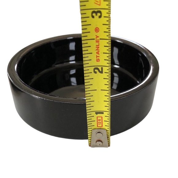 Vintage Ceramic Round Black Floral Jewelry Trinket Box & Lid - Picture 5 of 7